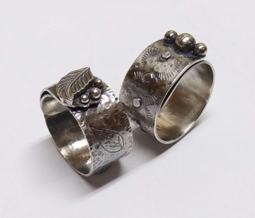 Judy Larson's Leaf Wrap Metal Rings version 2 - , Metalwork, Texturing, Butane Torch, Soldering, Solder, leaf wrap ring